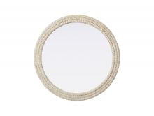  MR4B42LN - Round Cornhusk Mirror 42x42 in Linen White