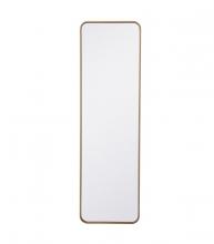 Elegant MR801860BR - Soft corner metal rectangular mirror 18x60 inch in Brass