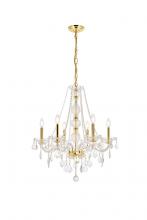 Elegant V7856D24G/RC - Verona 6 Light Gold Chandelier Clear Royal Cut Crystal