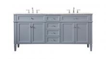  VF12572DGR - 72 Inch Double Bathroom Vanity in Grey