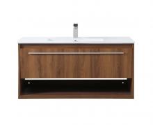  VF43040WB - 40 Inch Single Bathroom Floating Vanity in Walnut Brown