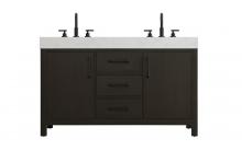 Elegant VF60654DMMB - 54 inch Double Bathroom Vanity In Mocha Brown