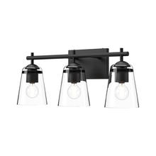  VL638221MBCL - Addison 22-in Clear Glass/Matte Black 3 Lights Vanity