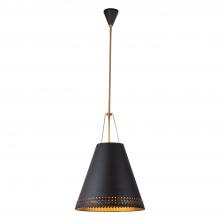  PD342020MBHL - Brickell 20-in Matte Black/Hazelnut Leather 3 Lights Pendant