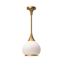  PD524110AGOP - Hazel 10-in Aged Gold/Opal Matte Glass 1 Light Pendant