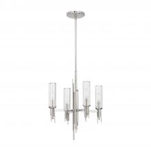  CH335418PNCR - Torres 18-in Polished Nickel/Ribbed Glass 4 Lights Chandeliers