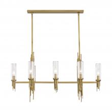  LP335838VBCR - Torres 38-in Ribbed Glass/Vintage Brass 8 Lights Linear Pendant