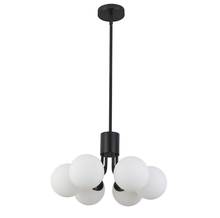  AMA-186P-MB - 6 Light Halogen Pendant Matte Black with White Opal Glass