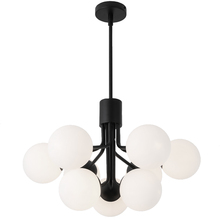  AMA-249C-MB - 9 Light Halogen Chandelier, Matte Black with Opal Glass