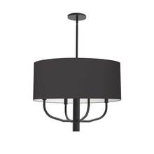  ELN-224C-MB-797 - 4 Light Incandescent Pendant, Matte Black w/ Black Fabric Shade