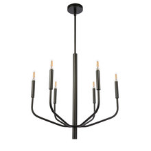  ELN-246C-MB - 6 Light Incandescent Chandelier, Matte Black