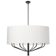  ELN-388C-MB-790 - 8 Light Incandescent Chandelier, Matte Black with White Shade