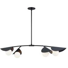  EMM-414HP-MB - 4 Light Halogen Horizontal Pendant Matte Black with White Glass