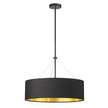  PLV-224C-MB-698 - 4 Light Incandescent Chandelier, Aged Brass with Black / Gold Shade