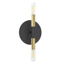 Dainolite WAN-132W-MB-AGB - 2 Light Incandescent Wall Sconce, Matte Black and Aged Brass