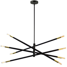 Dainolite WAN-408P-MB-AGB - 8 Light Incandescent Pendant, Matte Black & Aged Brass