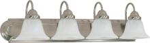  60/322 - Ballerina - 4 Light 30" Vanity with Alabaster Glass - Brushed Nickel Finish