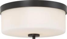 Nuvo 60/6331 - Denver - 2 Light Flush Mount with Satin White Glass - Mahogany Bronze Finish