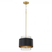 Quorum 8012-5980 - 10 inches Clear Glass Pendant, Matte Black, Aged Brass