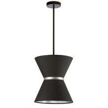 Dainolite CTN-121P-MB-697 - 1 Light Incandescent Pendant, Matte Black with Silver Ring Black / Silver Shade