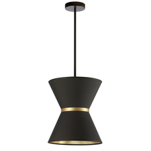  CTN-121P-MB-698 - 1LT Incand Pendant, MB w/ GLD ring, BK/GLD Shade