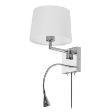  DLED426A - 1 Light Swing Arm & 1 Downlight LED Wall Sconce, Polished Chrome Finish with White Shade