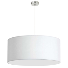  DRM-L-790 - 1 Light, 28" Drum Shade Pendant, White Fabric, No Bottom Diffuser, Polished Chrome