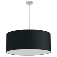  DRM-L-797 - 1 Light, 28" Drum Shade Pendant, No Bottom Diffuser, Black Fabric