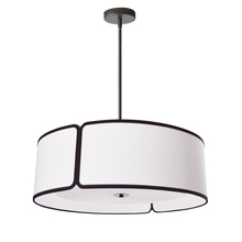 Dainolite NDR-243P-BK-WH - 4 Light Black Notched Drum Pendant with White Shade and White Diffuser