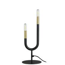 Dainolite WAN-172T-MB-AGB - 2 Light Incandescent Table Lamp, Matte Black & Aged Brass