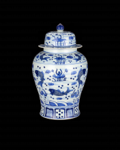  1200-0838 - South Sea Blue & White Large Temple Jar